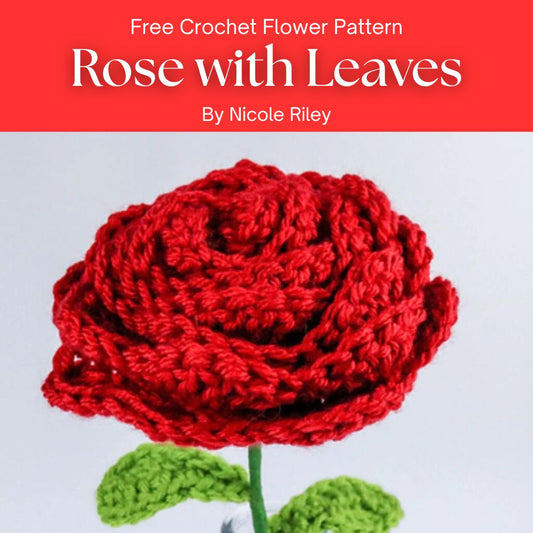 Free Crochet Flower Pattern Rose With Leaves