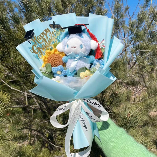 Cinnamoroll Graduation Bouquet - Handmade Crochet Bouquets - Sunflower, Plush