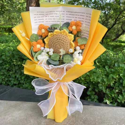"Sunray" - Sunflower Crochet Bouquet w/ Mix