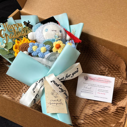 Cinnamoroll Graduation Bouquet 🎓 Handmade Crochet Bouquets - Sunflower, Plush
