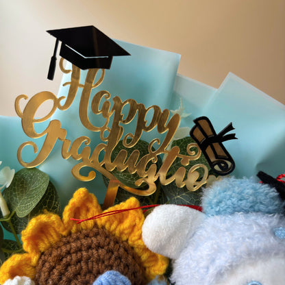 Cinnamoroll Graduation Bouquet 🎓 Handmade Crochet Bouquets - Sunflower, Plush