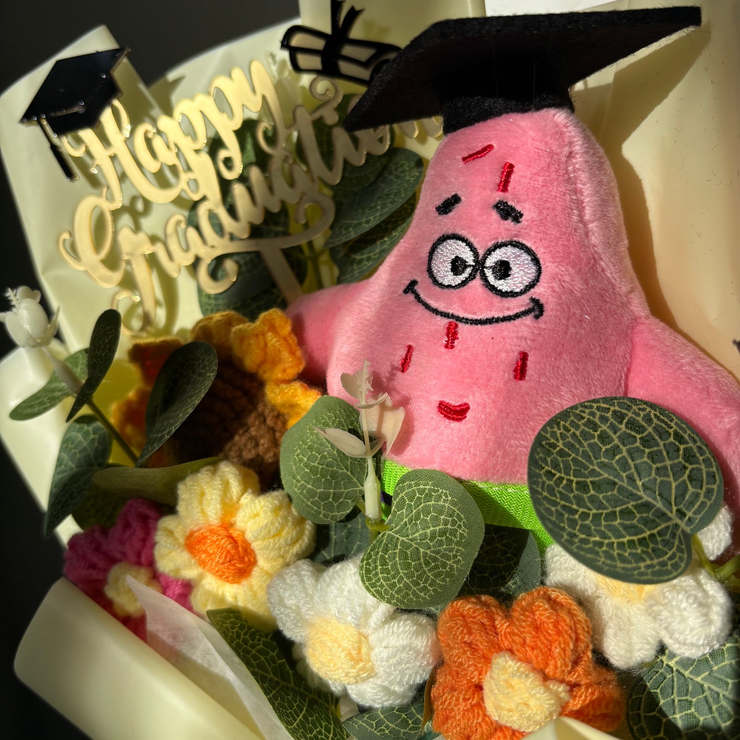 Patrick Graduation Bouquet 🎓 Handmade Crochet Bouquets - Sunflower, Plush