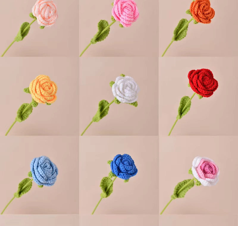 Individual Roses Crochet 1pc Single Roses - Multiple Colour Roses – Crochet Bouquets Australia