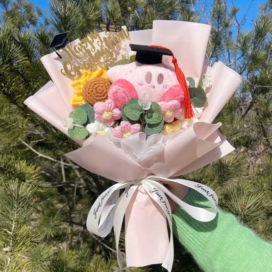 Kirby Graduation Bouquet  - Handmade Crochet Bouquets - Sunflower, Plush