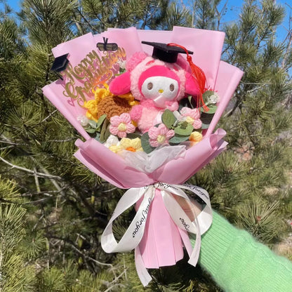 My Melody Graduation Bouquet - Handmade Crochet Bouquets - Sunflower, Plush
