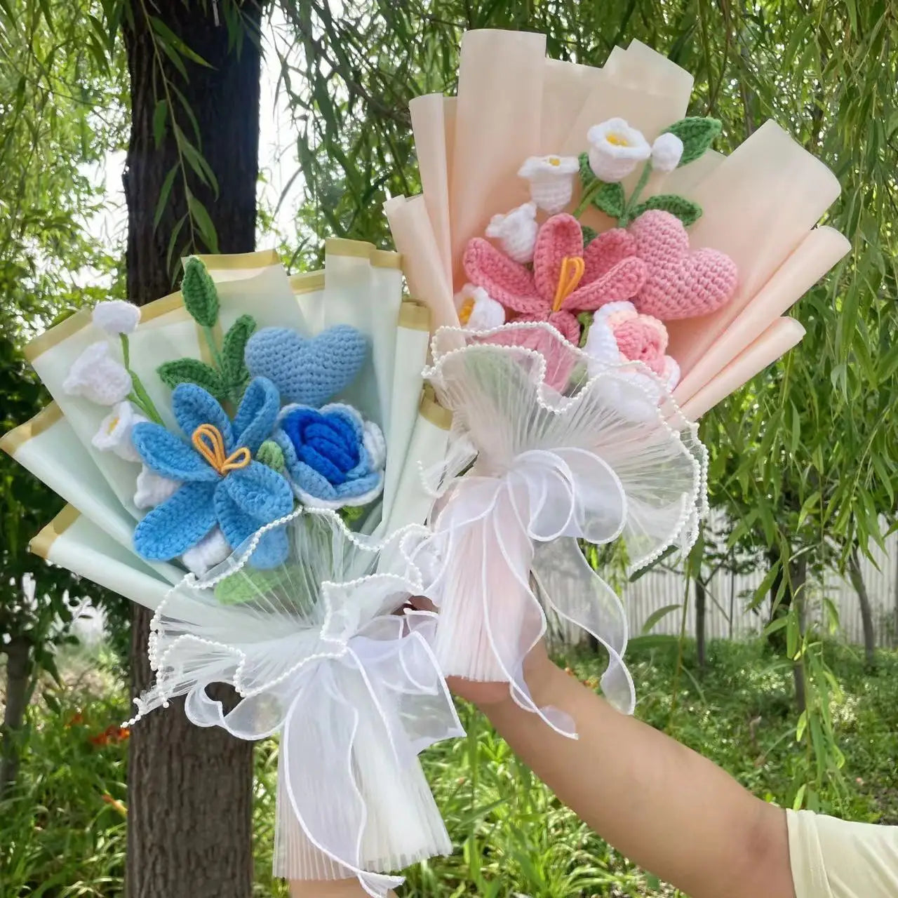 "Valley of Love" - Handmade Lily of the Valley Crochet Flowers Bouquet w/ Mix