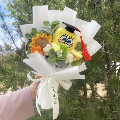 Spongebob Graduation Bouquet 🎓 Handmade Crochet Bouquets - Sunflower, Plush