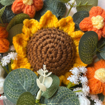 "Sunray" - Sunflower Crochet Bouquet w/ Mix