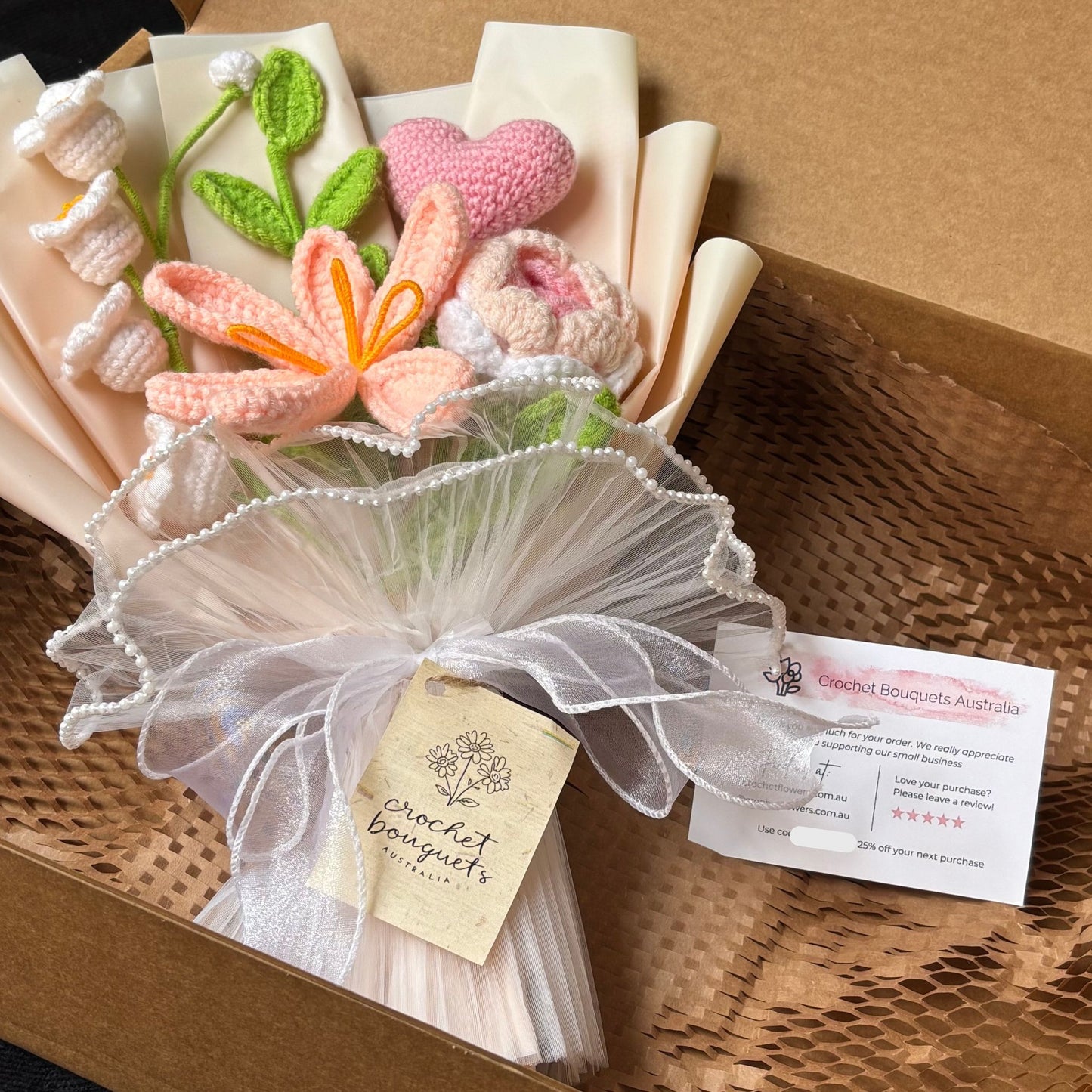 "Valley of Love" - Handmade Lily of the Valley Crochet Flowers Bouquet w/ Mix