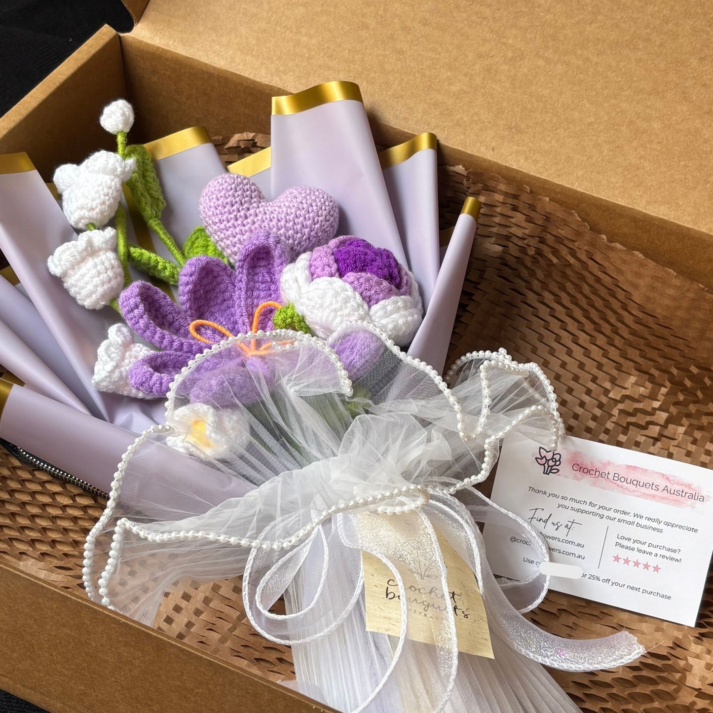 "Valley of Love" - Handmade Lily of the Valley Crochet Flowers Bouquet w/ Mix