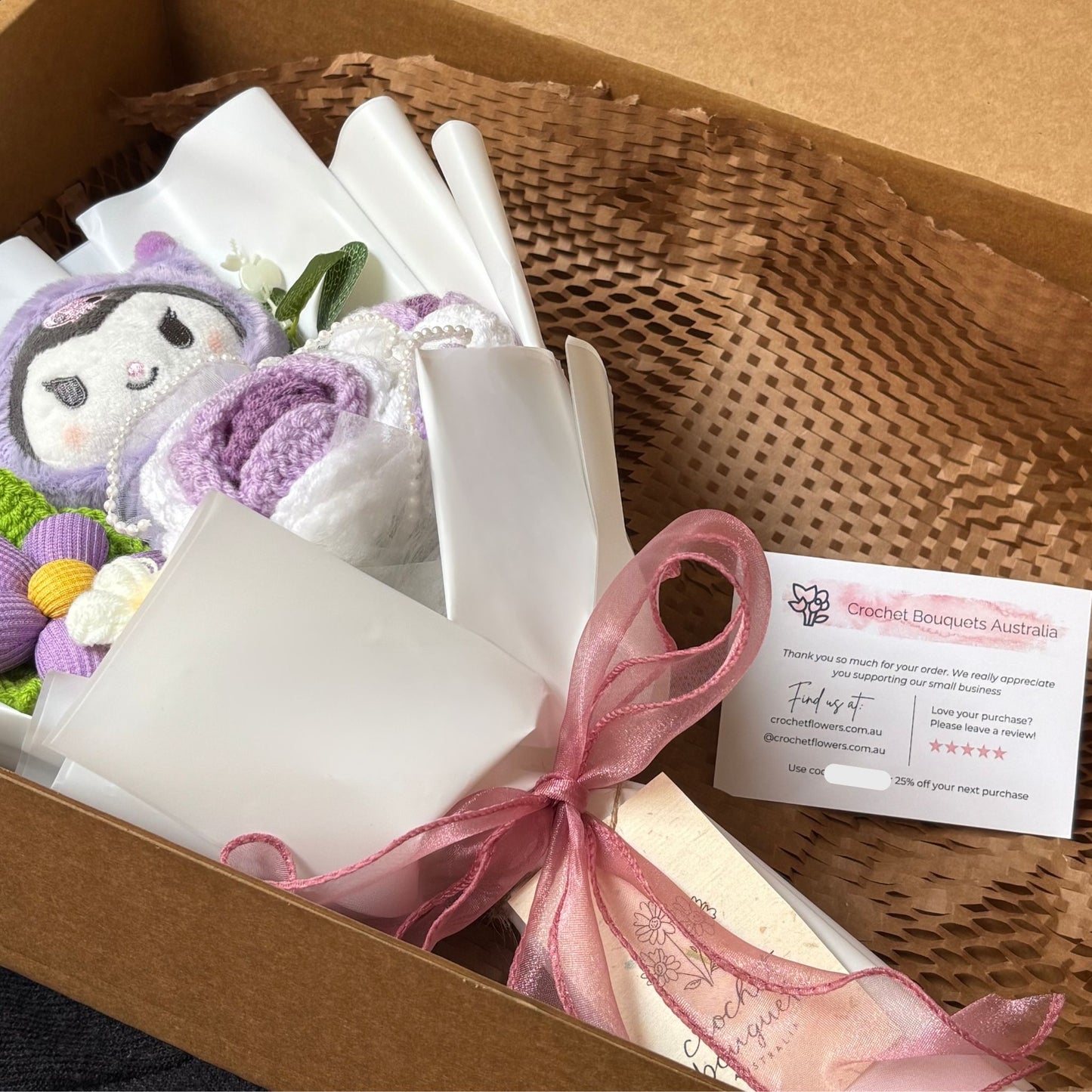 Kuromi | Hello Kitty - Handmade Crochet Bouquets - Roses, Plush