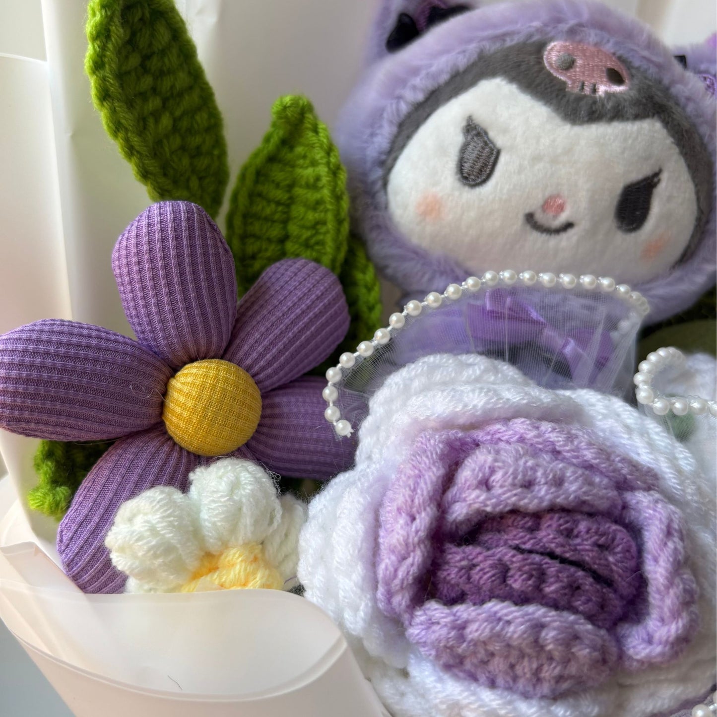 Kuromi | Hello Kitty - Handmade Crochet Bouquets - Roses, Plush