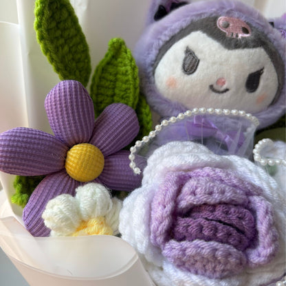 Kuromi | Hello Kitty - Handmade Crochet Bouquets - Roses, Plush