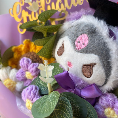 Kuromi Graduation Bouquet 🎓 Handmade Crochet Bouquets - Sunflower, Plush