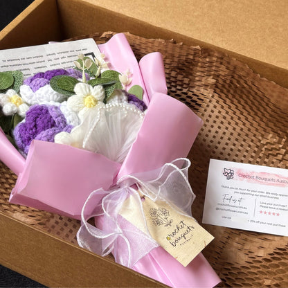 "Triple Rose" - Handmade Rose Crochet Flowers Bouquet w/ Mix