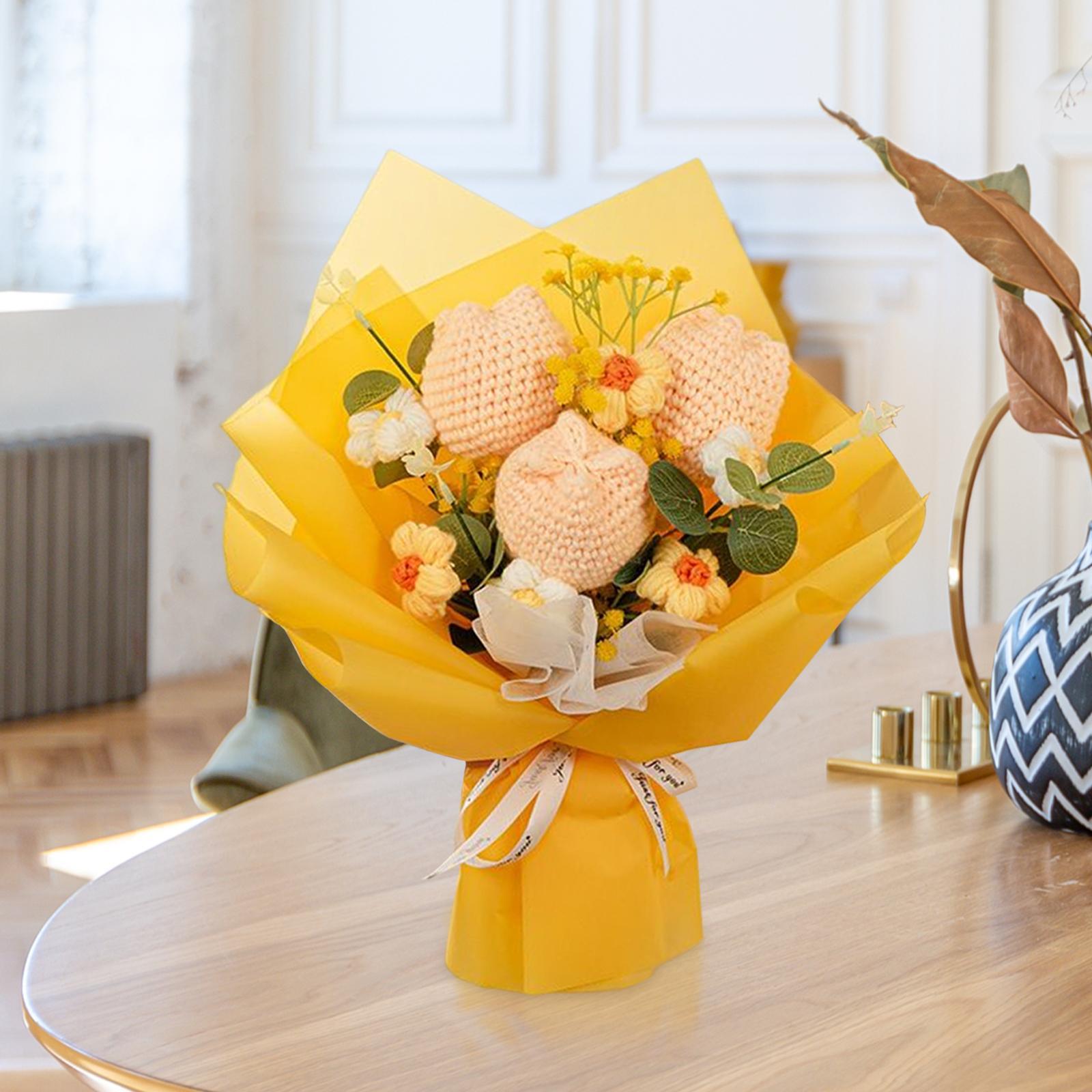 "Sunshine" - Handmade Triple Tulip Crochet Bouquet w/ Mix